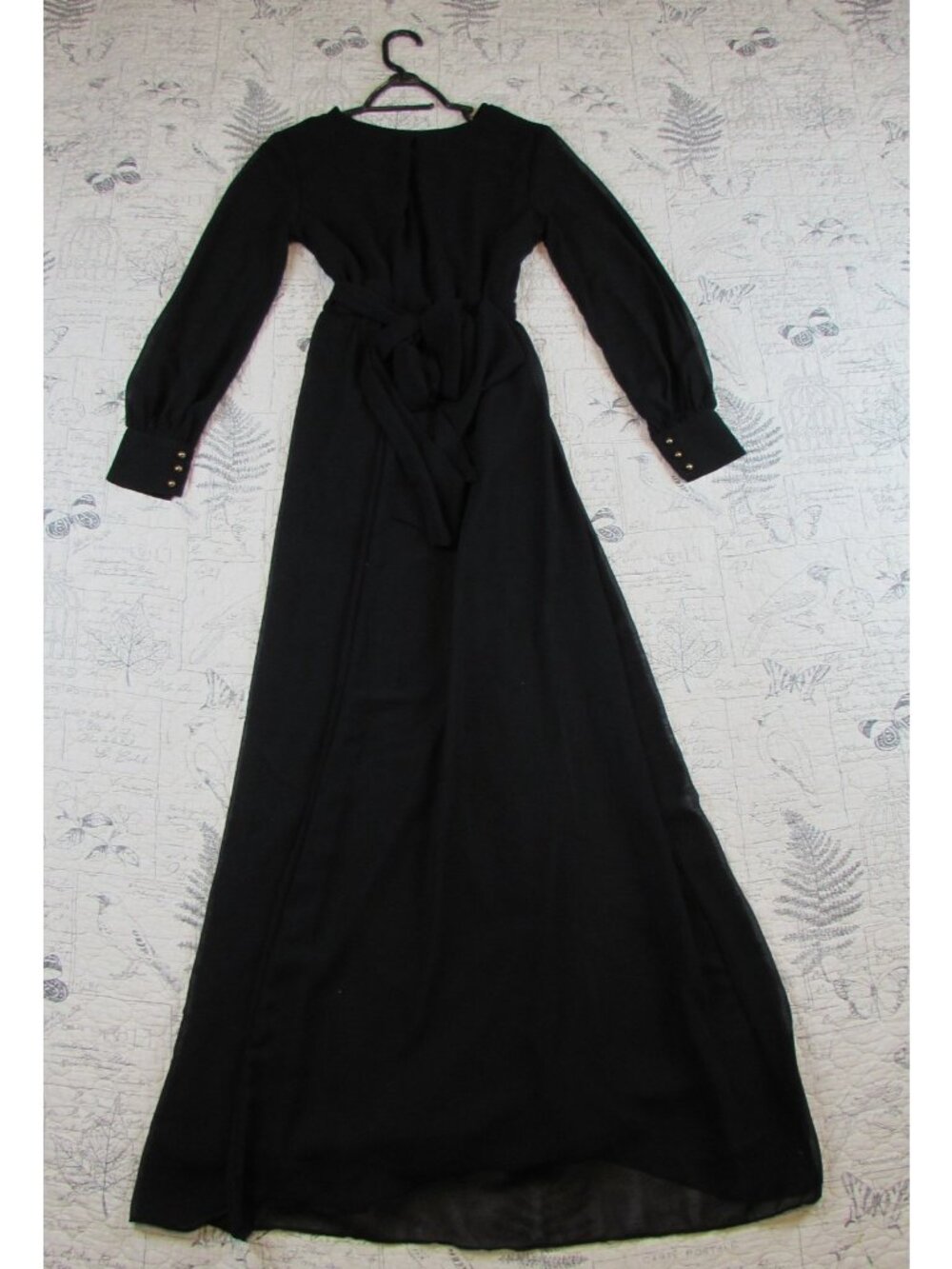 Baltic Born Lydia Maxi Dress Black Long sheer slv Gown Womens minimalist sz XS - Picture 7 of 8